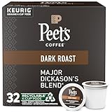 Peet's Coffee K-Cup Packs Major Dickason's Blend, Dark Roast Coffee, 32 Count Single Cup Coffee Pods, Rich, Smooth & Complex Dark Roast Blend, Full Bodied & Layered Flavor; for Keurig K-Cup Brewers