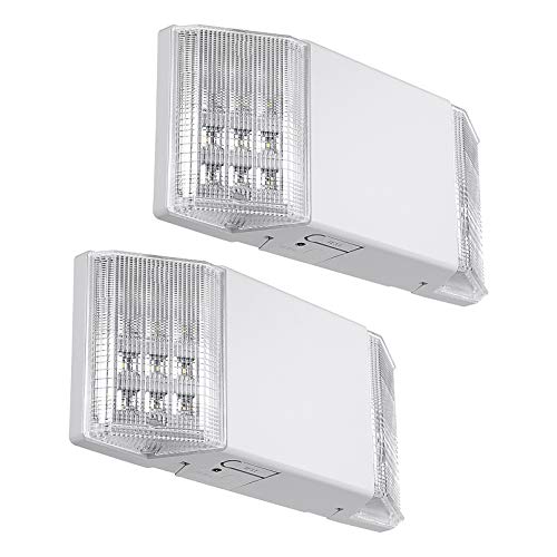 TORCHSTAR LED Emergency Exit Light, Two LED Square Heads Emergency Lighting, Battery Backup, UL-Listed, 120V/277V Input, 2.4W, High Light Blackout Output for Hallways, Stairways, Pack of 2
