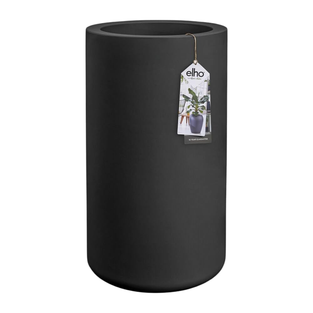 Pot de fleur plastique recyclé Elho Pure Cilinder High 40 noir grand modèle extérieur intérieur