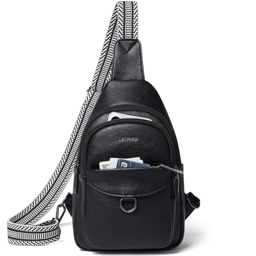 Image of LATMAP 7L Sling Bag for Women Men Crossbody Belt Bag Small Travel Sling Backpack Anti Theft Chest Daypack Purse Faux Leather