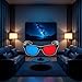 3Pcs Red and Blue 3D Glasses Universal TV Movie Dimensional Video Frame 3D Glasses DVD Game Glass 3D Style Glasses for 3D Movies Games, 3D Viewing Glasses, Televisions and Video