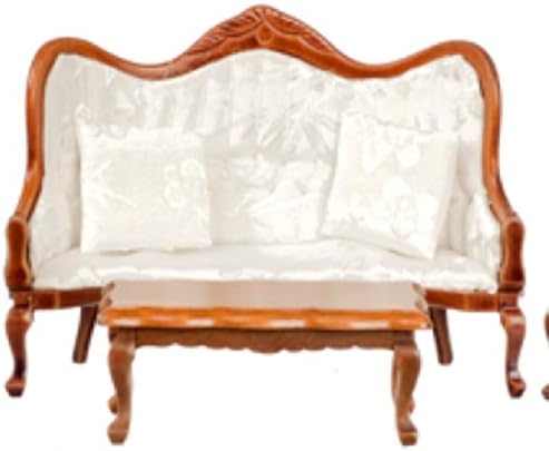 Miniatura 2 de Casa de muñecas en miniatura victoriano blanco sala muebles conjunto nogal sofá