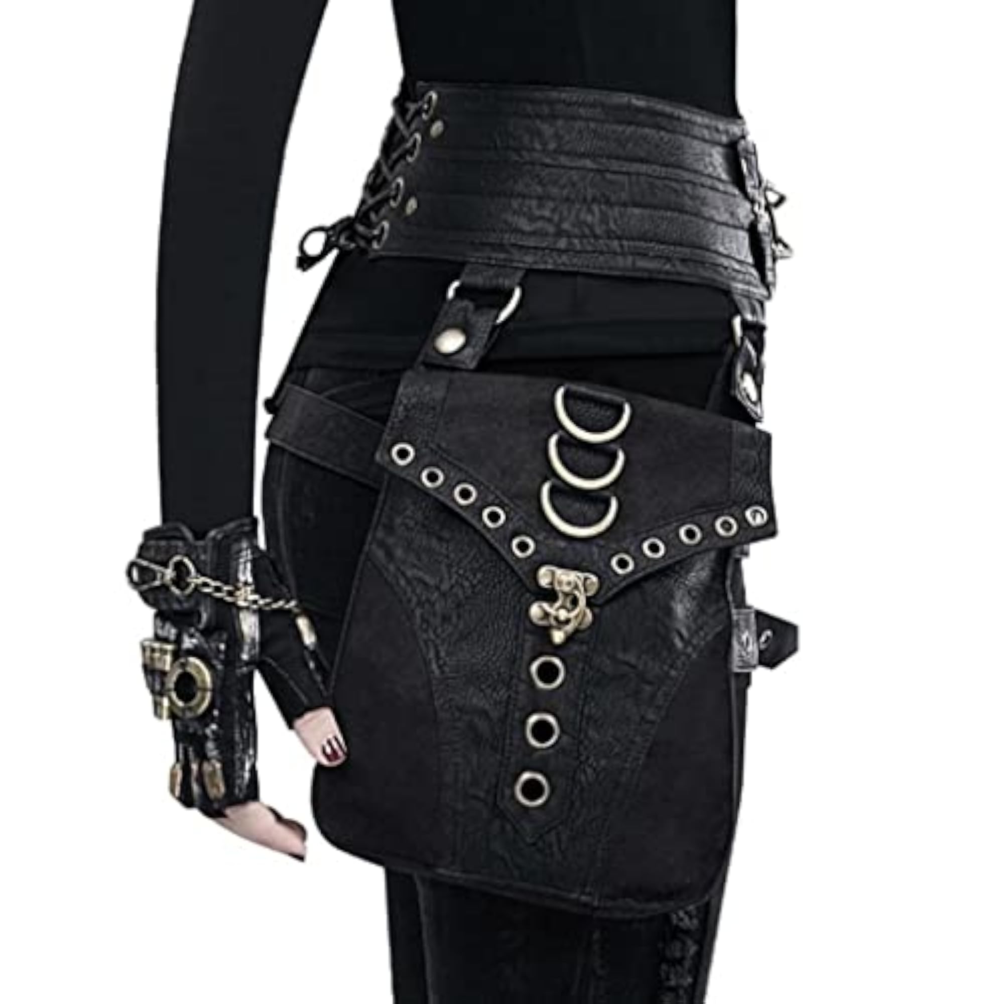 Steampunk Leather Waist Corset Belt Pack, Women's