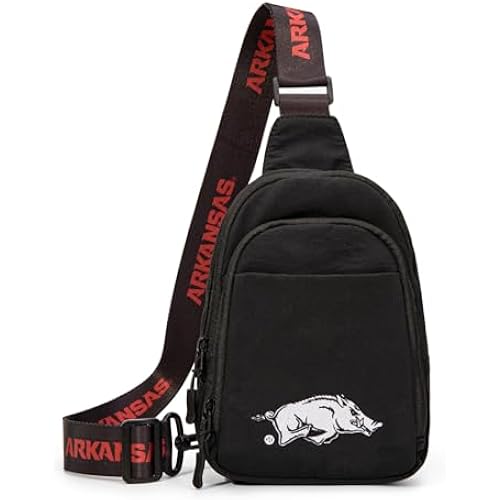 Montana West Arkansas Sling Bag Quilted Crossbody Bags for Women/Men, Razorbacks Team Travel Sling Bag with Convertible Shoulder Strap, Cross Body Bag for Gift, Tailgate & Concert | NC-AFU018BK