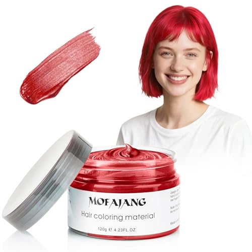 VOLLUCK Cera Para Tinte Capilar, Natural Temporal Hair Dye Wax, Spray Pelo Color para la Fiesta de Cumpleaños de Halloween 120 g (Rojo)