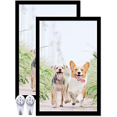 icariery 11x17 Picture Frame Set of 2, Black Photo Frames High Transparent Wall Gallery Desktop Horizontal Vertical for Canvas Collage Photo Poster Certificate 11 x 17 inches Cover