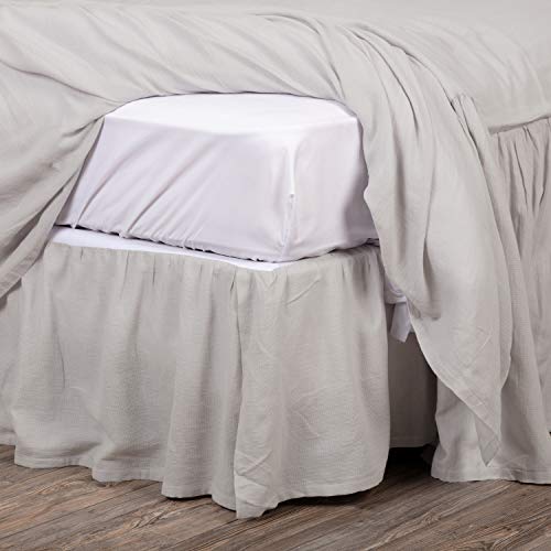 Piper Classics Annabelle Grey Rüschen-Bettrock, 40,6 cm lang, hellgrau, drapiert Vintage Bauernhaus-Stil Schlafzimmer Dekor Cover