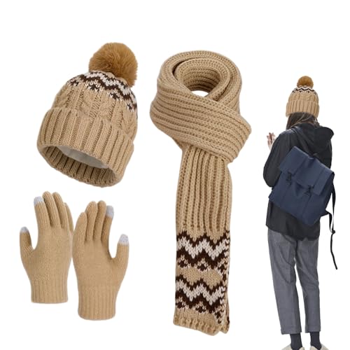 Bonnet gants écharpe femme le cadeau idéal tricoté contre le froid d'hiver
