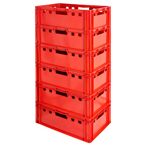 Fleischkiste E2 Fleischkiste Rot Fleischerkiste Fleischkisten Kiste Fleischkiste Eurobox Lebensmittelecht 60 x 40 Metzgerkiste Auswahl Kingpower Anzahl:6