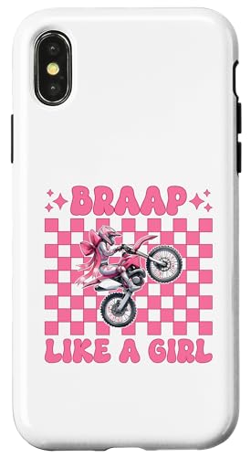ダートバイク 女の子 モトクロス ダートバイク Braap Like A Girl スマホケース iPhone X/XS 用