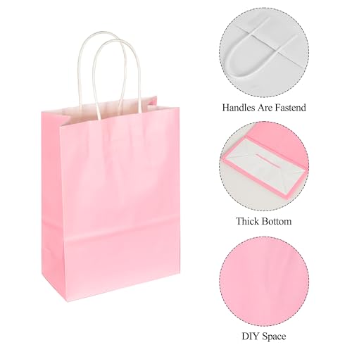 Image of BLEWINDZ 32Pcs Small Paper Gift Bags with Tissues, Pink Party Favor Bags with Handles, 8.7 inch Goodie Bag for Birthday, Shopping, Party Supplies
