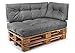 Palettenkissen Set Palettensofa Palettenpolster Palettenauflagen Sofa Kissen Indoor Outdoor Gesteppt für 120 x 80 cm Europaletten ( Set 3: Sitzkissen + Rückenkissen + Seitenkissen - Dunkelgrau )