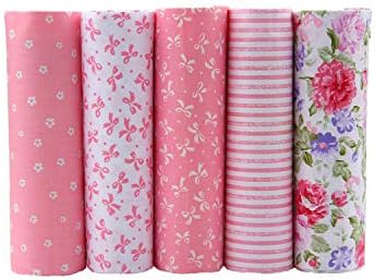 5 Different Colors Pink Floral Cotton Fabric Patchwork Textile Sewing Fabric for Doll Clothes Bags 4050 cm