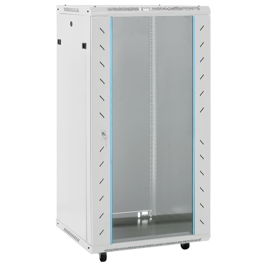 22U Armadio di rete su ruote, 19 pollici, IP20, 60 x 60 x 120 cm, con porta frontale chiudibile, in acciaio robusto, pannelli laterali rimovibili, per ufficio, rete domestica, server