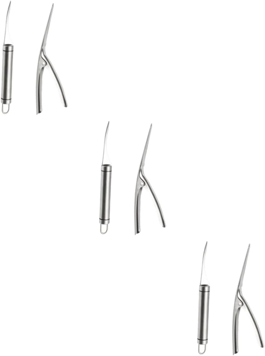 Cabilock 3sets Stainless Steel Shrimp Peeling Tool Handle for Easy Shell Removal Resistant Prawn Peeler and Deveiner Kitchen Gadget