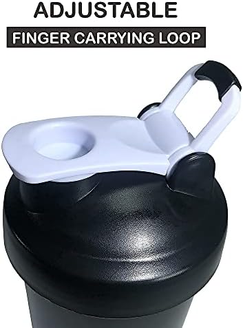 SOUS MIRAS Protein Shaker Bottle, Leak Proof Drinks Shake Cup for Gym or Fitness Sports, Protein Supplements Shake, Blender Mixer Bottle with Stainless Steel Metal Mixture Ball (600ml/700ml) - Black