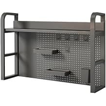 Desk Storage, Sleek Metal Desk Shelf Organizer, Desk Extender Pegboard Workstation, Computer Desk Accessories for Office, for Office, Home Decor, KitchenBlack,66x25x55cm/26x10x22in