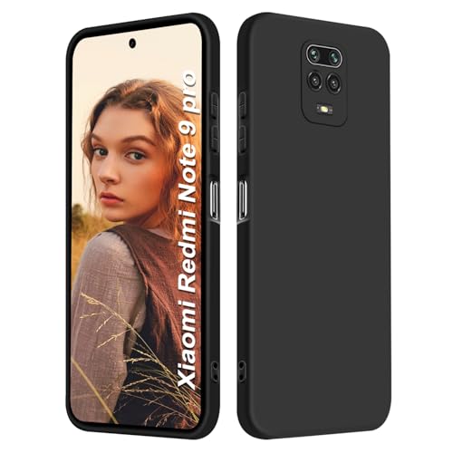 ISOI - Funda para Xiaomi Redmi Note 9 Pro / 9S / 9 Pro MAX, Carcasa Silicona líquida Suave, Protección de Cuerpo Completo Ultra Delgada a Prueba de Golpes - Negro