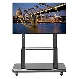YUANKEXIANG Floor Metal Base TV Stand, Fits Most TVs Up to 65 Inches, Adjustable Height Rolling TV C