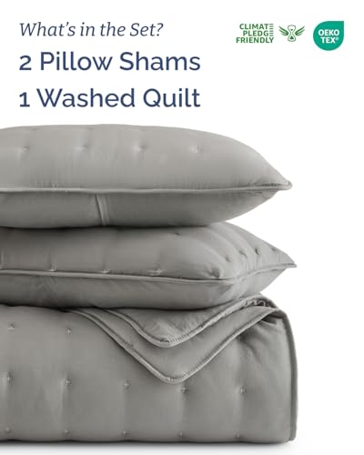 Image of Quilts King Size - Bedspread for King Size - Lightweight Comforter Set - Quilt Bedding Set for All-Seasons - Ultra Soft, Breathable & Comfy - Summer Coverlet w / 2 Pillow Shams - 106 inch x 96 inch, Dark Grey