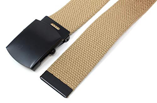 Canvas Web Belt Military Style with Black Buckle and Tip 56" Long Many Colors2