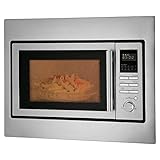 Einbau Mikrowelle mit Heißluft und Grill 25 Liter Edelstahlfront (Mini Ofen, Timer, inkl. Einbau Rahmen, Heißluft Ofen bis 230 Grad, Edelstahl Innenraum, 5 Mikrowellen Stufen)