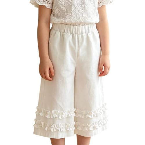 Pantalones de pierna ancha para niñas con volantes ligeros y cómodos pantalones palazzo