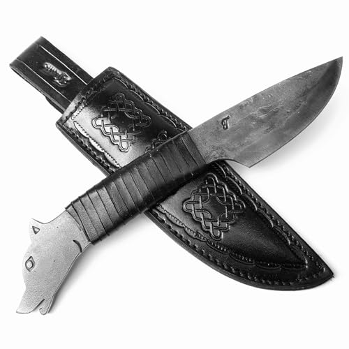 Toferner Cuchillo de regalo original – Wolf – Negro – Cuchillo forjado a mano – Deportes– Hoja endurecida a mano Beautiful Product.