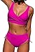 Joligiao Femme Maillot De Bain 2 Pièces Vintage Ensemble Bikini Taille Haute Ruched Bas de Bikini Sexy Réglable Amincissante Slim Bikinis Push Up Tankini Ensemble De Swimwear De Plage(Rose,M)