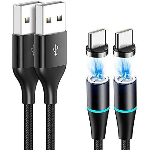 Magnetic USB C Cable, AVIWIS [2Pack 1M] Magnet USB Type C Fast Charger Charging Sync Data Cable for Samsung Galaxy S10 S9 S8 A3 A5 Note 8 9, Huawei P20/Mate20, OnePlus 6T Cover