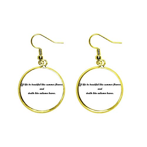 Pendientes largos de gota dorados con diseño de flor para mujer