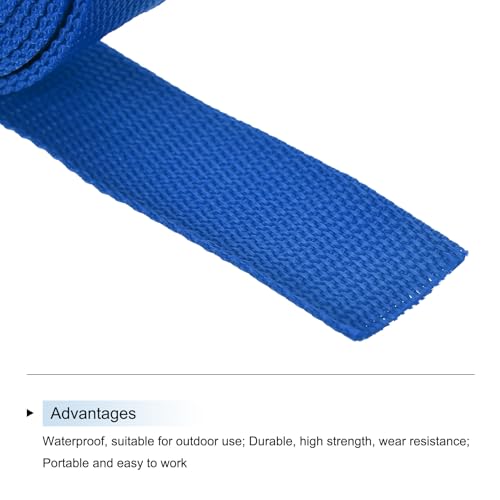 Image of MECCANIXITY Lightweight Polypropylene Webbing Strap 1.5 inch 10 Yard Backpack Strapping Band Blue for Outdoor Luggage Cargo Straps
