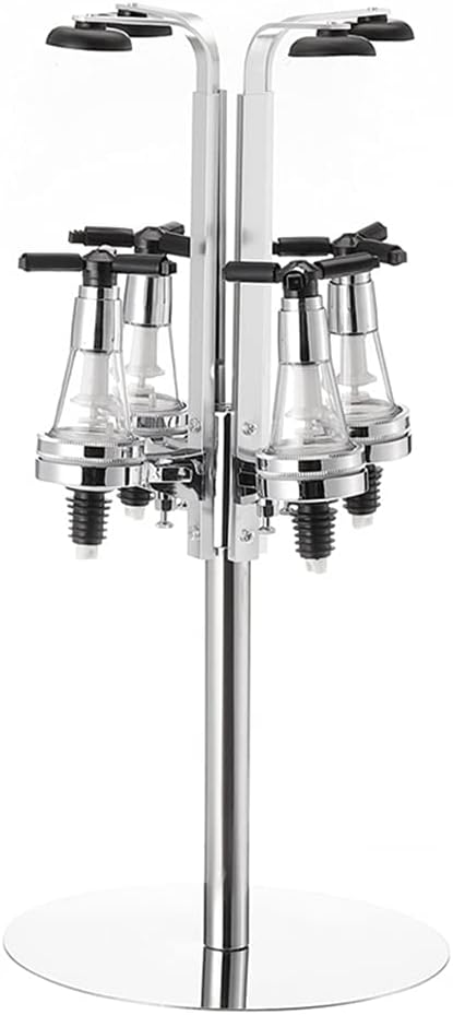 Rotatable 6 Bottle Bar Beverage Liquor Dispenser Holder Drink Shot Standing Beer Wine Pourers Divider Rotating Wine Rack(Rotating 4 Bottle)