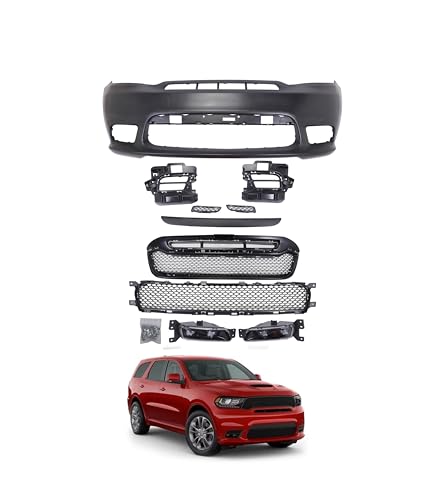 SCOOLKS Front Bumper Cover Set with LED Fog Lights Compatible with 2016-2020 Dodge Durango SRT