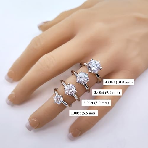 NANA Jewels Matrix Simulated Diamond Engagement Ring Solitaire 1 to 4 carat in Sterling Silver2