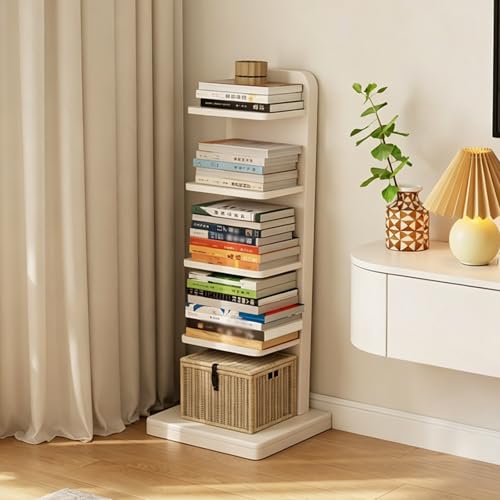 Estantería de madera con columna vertebral, organizador vertical de 5 niveles con dispositivo antivuelco, diseño de estante inclinable hacia atrás, estantería invisible de pie para estudio