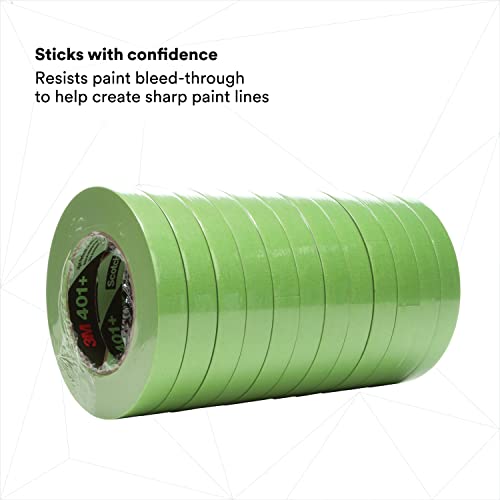 Image of 3M 401+ High Performance Masking Tape, Green, 12 mm x 55 m - Strong Holding Power for Automotive, Specialty Vehicle and Industrial Markets, Case of 48