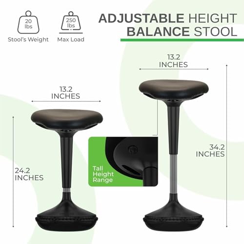 Image of Wobble Stool Standing Desk, Flexible Seating Adjustable Office Ergonomic Stool, Wobble Stools for Classroom Seating, Active ADHD Chair Wobble Chairs