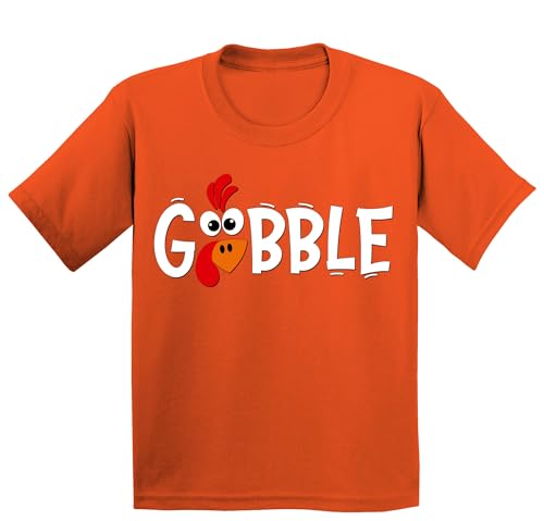 Gobble Thanksgiving Shirts for Youth Dinner Funny Turkey Face Kids Tshirts