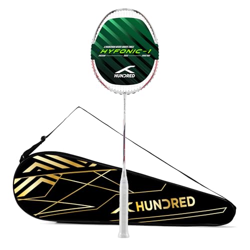 Image of Hundred Hyfonic 1 (Unstrung) Badminton Racket | Graphite Frame | Precision Control Racket | Balanced Feel for Accurate Shots | Max Tension 30 lbs | Full Cover Included