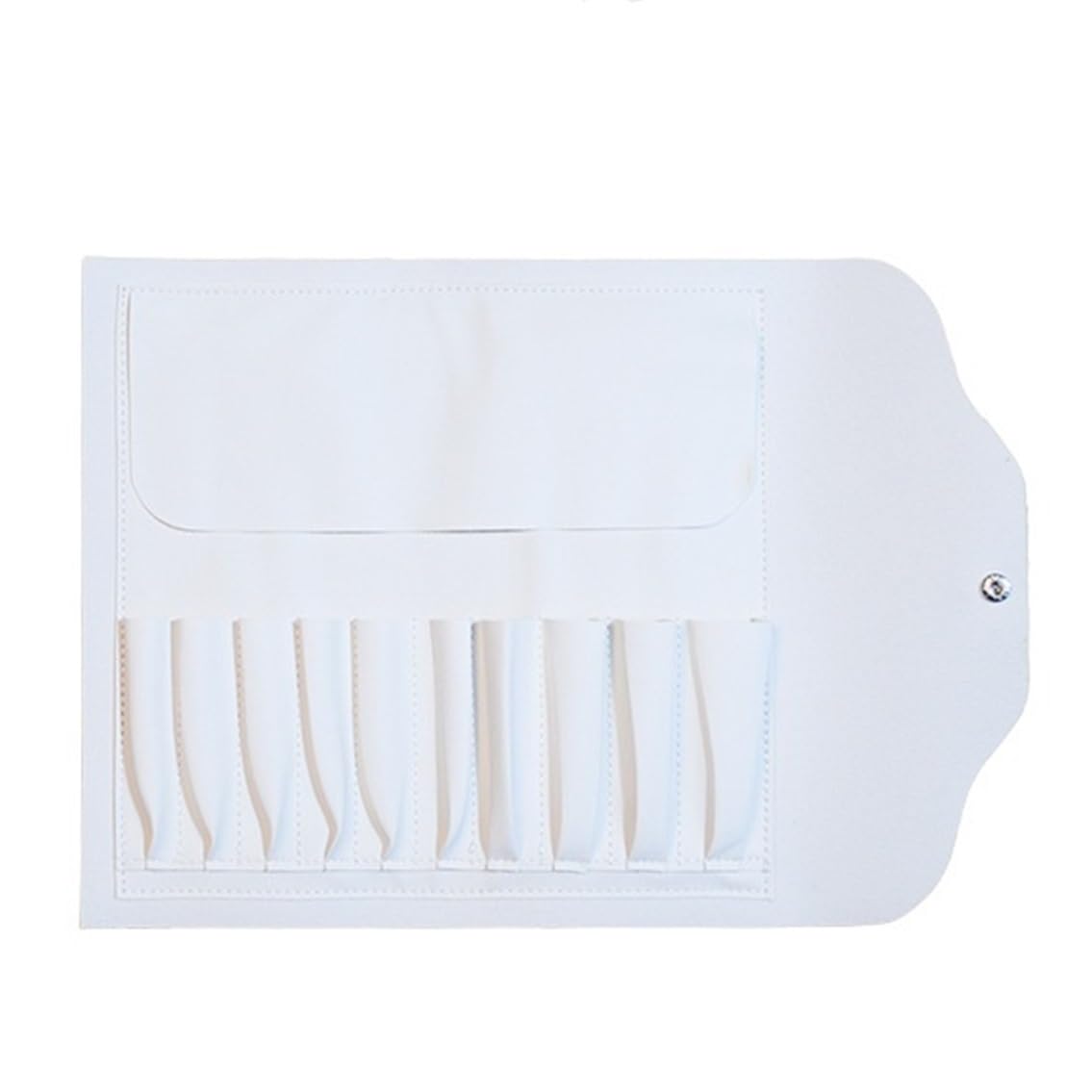 Borsa for Il Trucco Portatile Da 2 Pezzi per i Viaggi | Custodia for pennelli cosmetici pieghevole in pelle PU(White-10 holes)