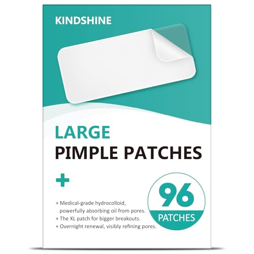 kindshine 96 Count XL Pimple Patches Hydrocolloid Acne Patches for Face & Body Vegan Cruelty-Free Blemish Spot Stickers Invisible Zit Covers for Chin Back Forehead