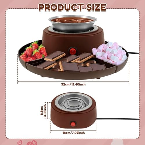 Electric S'mores Maker and Chocolate Fondue Set - Flameless Marshmallow Roasting Kit with Food Tray and Forks for Family Fun - Image 7