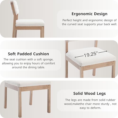 Image of RIVOVA Linen Dining Chairs Set of 6, Comfortable Upholstered Kitchen Chairs with Wood Legs, Mid Century Modern Kitchen Chairs Accent Side Chair for Living, Bedroom, Restaurant, Beige