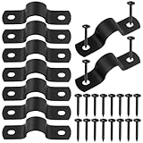 Swpeet 10Pcs 15mm Zwei Loch U Klammer mit 20Pcs selbstschneidenden Schrauben Kit, U-Klemmen, Metallrohrschellen, Rohrgurtklemmen, Rohrspannungsklemmen zum Fixieren von Rohr oder Kabel