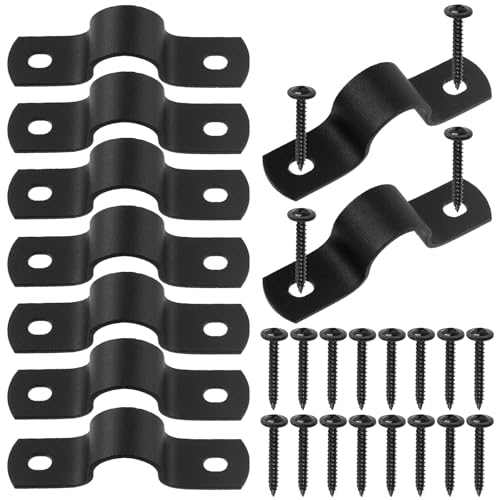Swpeet Lot de 10 colliers de serrage en U à deux trous de 15 mm avec kit de 20 vis autotaraudeuses, colliers de serrage en U, colliers de serrage en métal, colliers de serrage pour tuyau ou câble