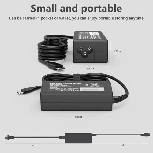 Image of GKLSPL 65W USB C Laptop Charger,USB Type C Power Adapter for All | Compatible with HP Chromebook Lenovo Dell Acer Asus Samsung Type C Laptop Charger,GKLSPL Laptop Charger
