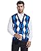 Beotyshow Mens Argyle Sweater Vests Classic Button Down Plaid Casual Sweaters Navy Blue