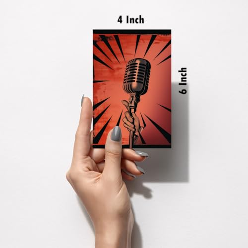 Image of SiddArtify Retro Music Art Print Set - Vintage Microphones and Radios - Set of 2-4x6 Inch - Board (Pack of 6) - Sticker (Pack of 6) Wall Room Decoration art Poster Prints