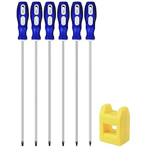 uoboeuq 12 inch Long Security Torx Screwdriver Set, Set Magnetic Hex Torx with T10 T15 T20 T25 T27 T30 Security Screwdriver Set 6-Piece Cover